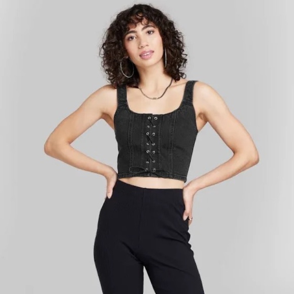 Target Wild Fable Lace front denim corset top